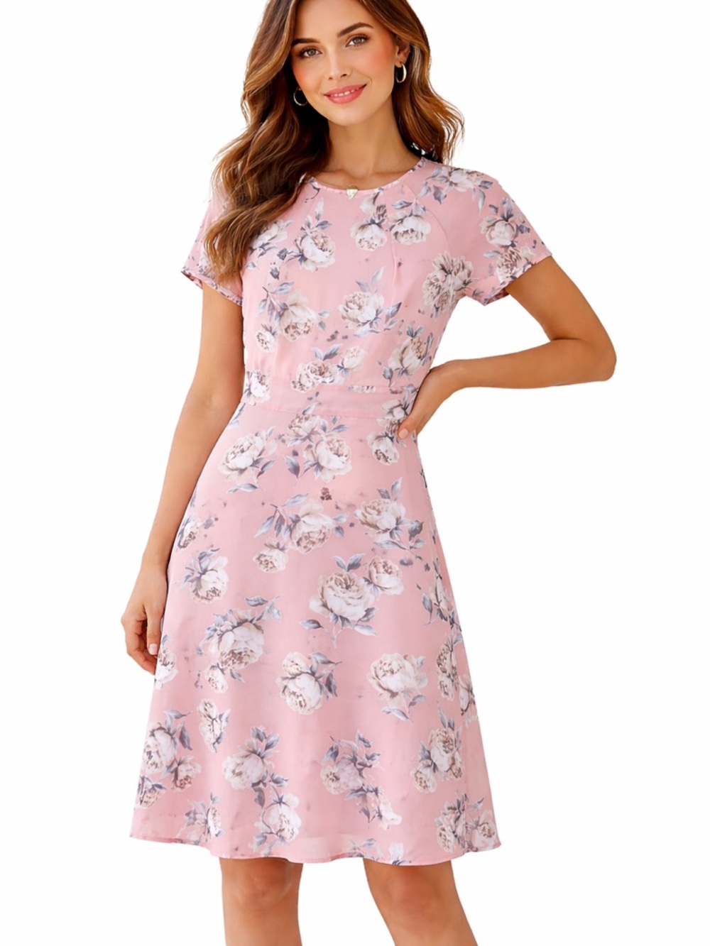 one clothing Pink Floral Midi Dress
